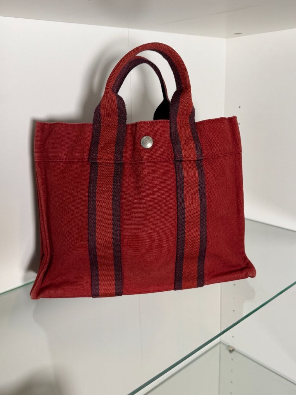 Hermès Fourre-Tout PM Canvas Tote Bag in Red/Burgundy